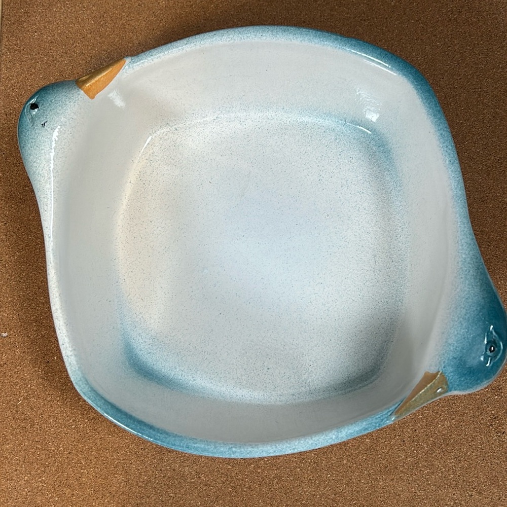 Vintage seagull / duck  salad bowl or oven dish from France
